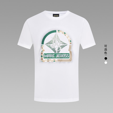 JEDOSS/爵迪斯男装夏季专柜新款几何水晶砂烫钻短袖T恤MG591