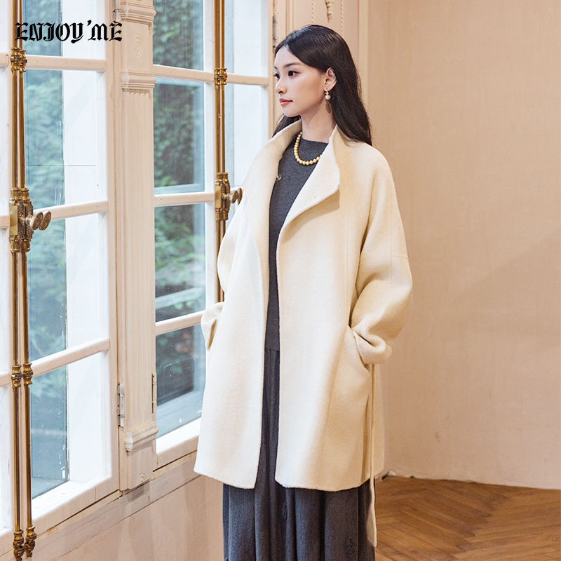 ENJOYME一粒扣纯羊毛大衣