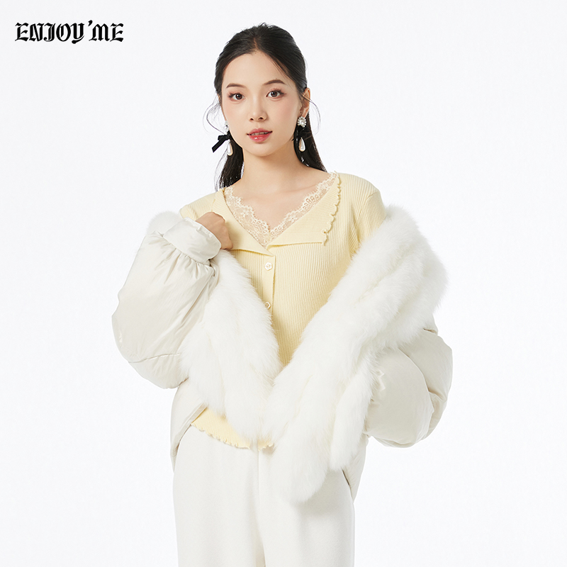 ENJOYME蕾丝拼接针织衫