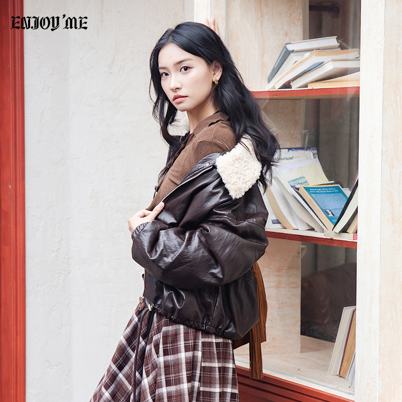 ENJOYME商场同款毛毛领羽绒外套