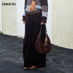 ENJOYME商场同款 宽松休闲裤 女2025年秋冬新款 2588 灯芯绒阔腿裤