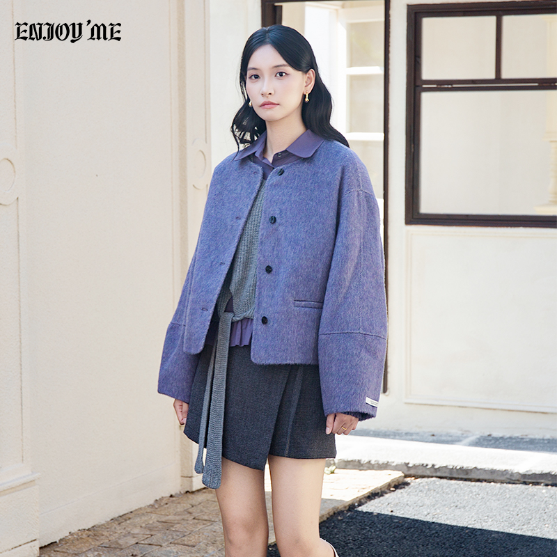 ENJOYME韩系双面呢短款毛呢外套