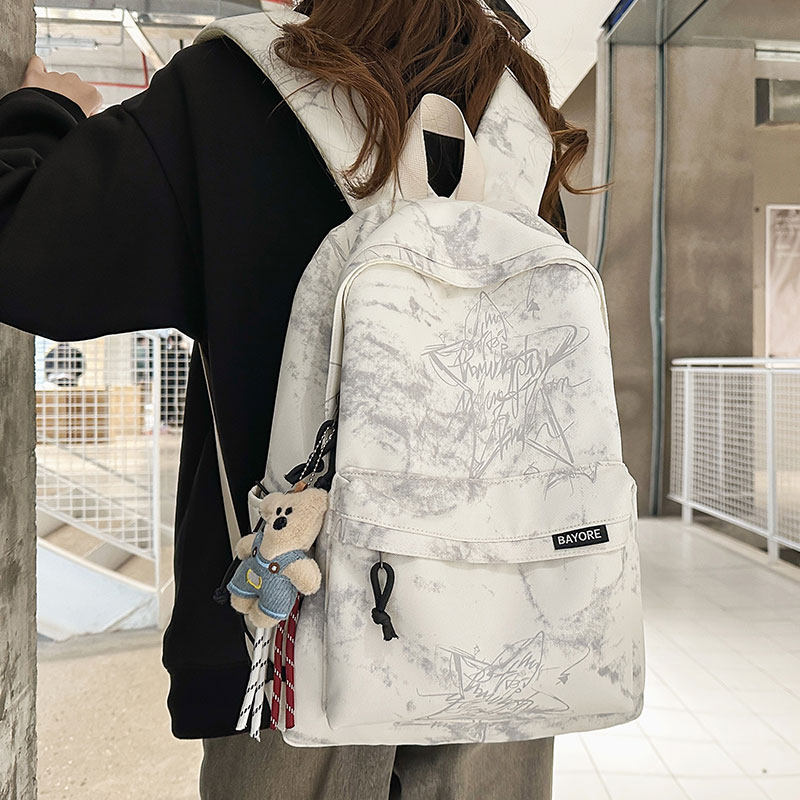 书包女初高中生高颜值扎染印花双肩包大容量校园轻便减负时尚背包