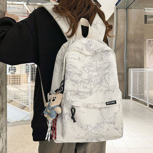 书包女初高中生高颜值扎染印花双肩包大容量校园轻便减负时尚背包