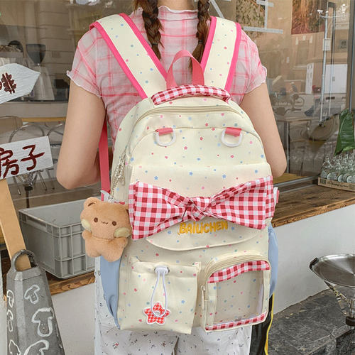 高颜值可爱米菲少女风蝴蝶结书包