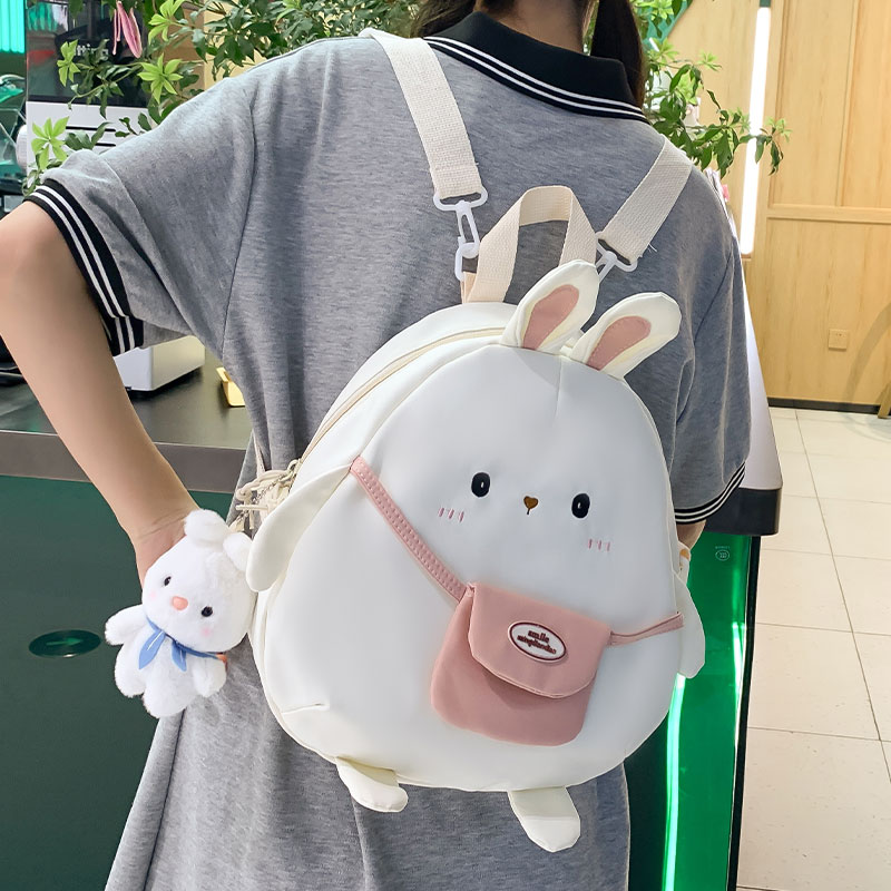 日系ins可爱兔子双肩包女大容量卡通搞怪背包斜挎包软妹学生书包