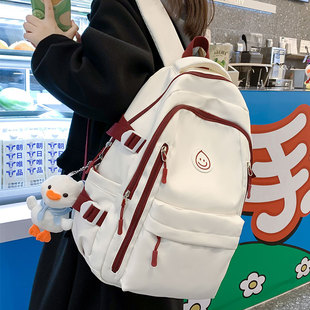 书包女大学生新款初中高中生双肩包简约小众设计感大容量百搭背包