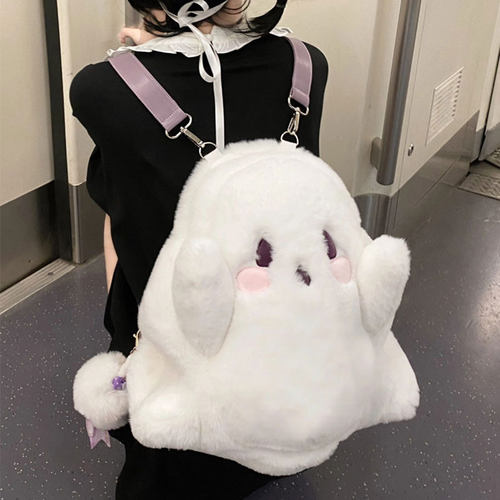 可爱卡通软妹少女毛绒幽灵双肩包