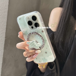 6se pro小众高级2s新 3折叠磁吸支架20麦芒30时尚 8棕绿格纹星星N7 13手机壳12 适用华为nova14