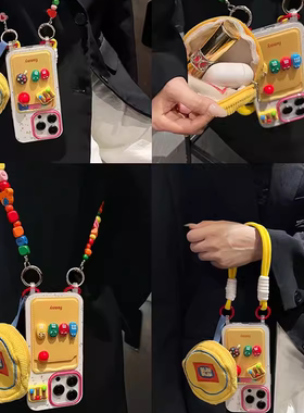 M豆卡包零钱包适用OPPOA3手机壳RENO9/8PRO+腕带10超火K12积木斜挎A56小众高级7卡通可爱A93s/A1A96/6A58X4/2