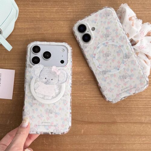 适用三星s26s25手机壳s24s23s22s21+粉蓝碎花小象s20fe磁吸支架note20ultra网红超火卡通s9s8plus高级U新N10