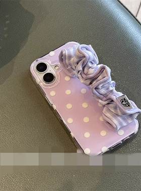 适用三星s25手机壳s24s23s22s21+波点s20fe褶皱格子腕带note20ultra清新N10网红超火s9s8plus小众高级时尚U女