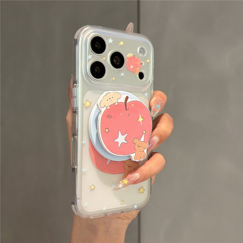 适用oppoA58手机壳A1A2A3A5A6pro苹果小狗a97a96a93a92s菲林磁吸支架a55a57a53A72a79a77卡通可爱a32A11A35新