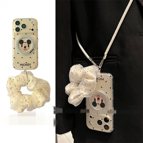 适用iPhone17/16手机壳15/14苹果x波点米奇xs支架腕带斜挎13/12网红超火6/7/8plus新11pro卡通xr可爱5s壳Air