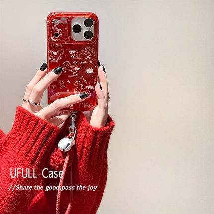 适用opporeno15/14/13手机壳Reno12/11/10/9/8/7雪花小马3/6pro+铃铛毛球5k可背斜挎4se手绳Ace2新年马年reno