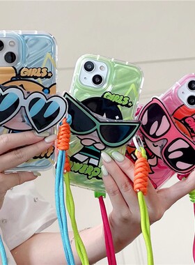 墨镜飞天小女警适用magci2华为荣耀magic5手机壳play6T背夹斜挎挂绳piay3新款paly4tpro甜酷少女pr可背带网红