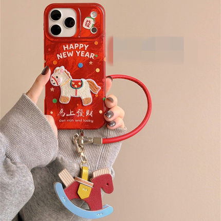 适用opporeno15/14/13手机壳Reno12/11/10/9/8/7刺绣小马3/6pro+挂件5k可背斜挎4se手绳Ace2马上发财reno高级