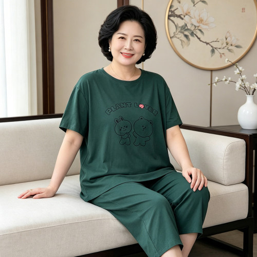 哲境女纯棉200斤夏季睡衣大码
