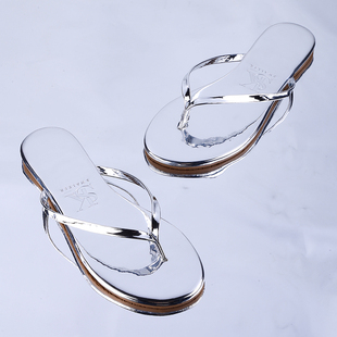 Swalker夏时尚 女 外穿凉拖简约夹脚平底防滑度假沙滩镜面人字拖鞋