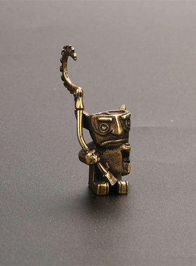 结界兽青铜摆件复古黄铜机器人守卫摆件卡通迷你古代人物侍卫桌面