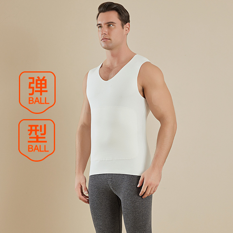 保暖背心男士秋冬季加绒德羊绒蚕丝加大码内穿无袖打底衫加厚保暖