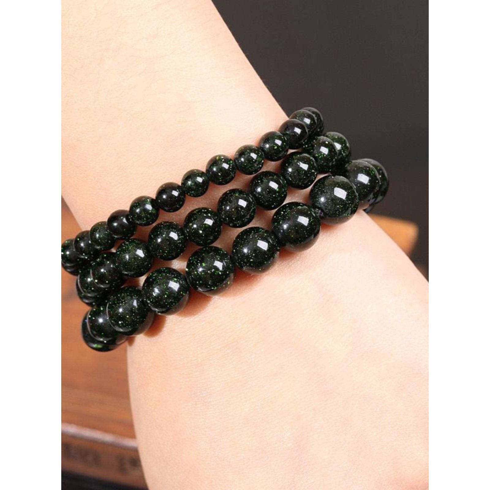 砂金石手串天然绿砂石生命之光手链蓝砂石男女情侣款520礼物爆款