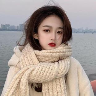 鬼怪同款红色围巾女冬季圣诞新年加厚保暖针织围脖百搭氛围感披