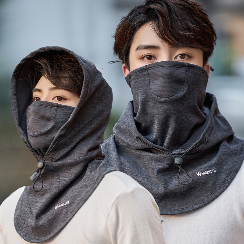 连体卫衣帽女秋冬天保暖帽子套头围脖套两用一体加厚护耳帽骑行男