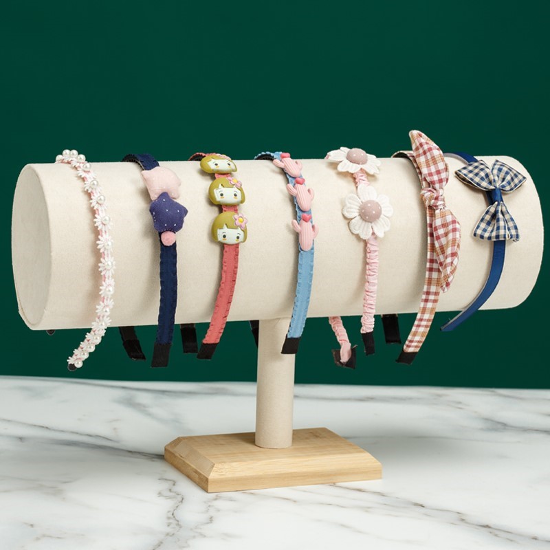 竹木头箍展示架绒布发箍架子头绳发卡陈列首饰收纳架饰品架子79