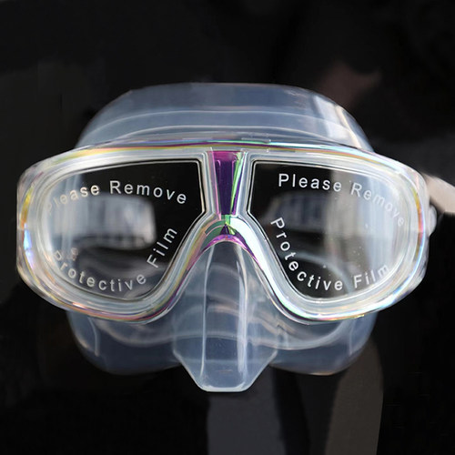 大神款美人鱼专业自由潜水面镜极光透明面镜底容量防水防雾游泳镜