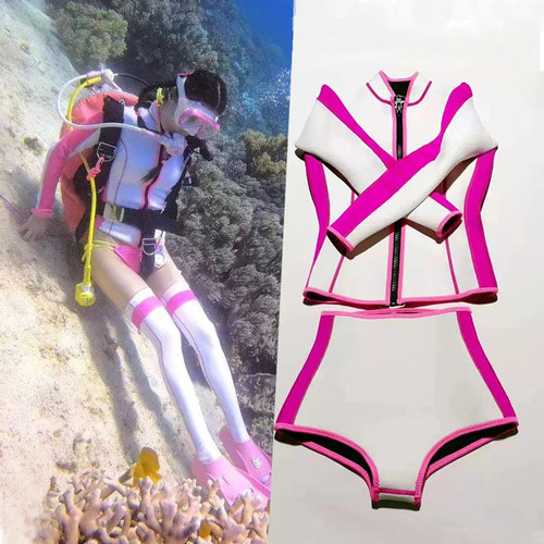 超时空韩版潜水服女分体长裤冲浪泳衣水母衣水肺专业保暖深潜湿衣