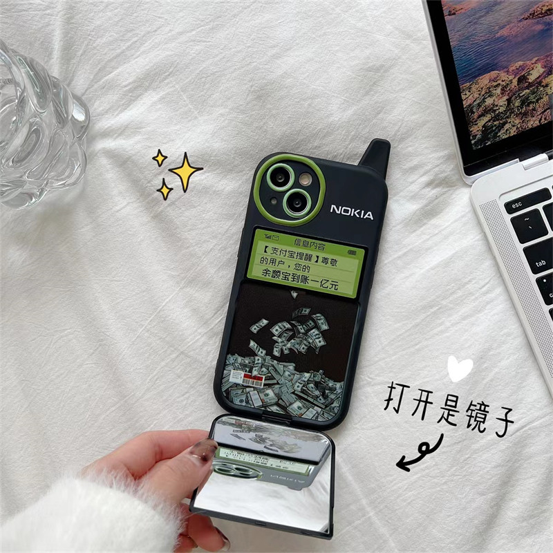 大哥大诺基亚翻盖镜子适用苹果14promax手机壳13搞怪有趣iPhone14pro欧美复古11夸张沙雕12新款网红爆款硅胶