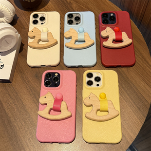 可爱立体木马指环扣支架适用oppofindx8/x7手机壳reno13新款k12韩系7ins11小众a3独特a2外壳a5pro全包14防摔9