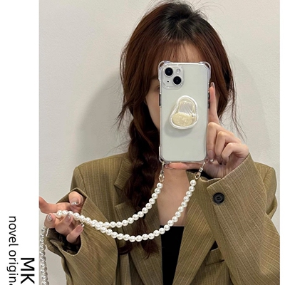 适用小米斜挎四角开孔透明手机壳