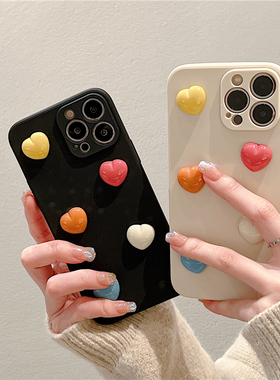 小众立体爱心适用opporeno12/11/10手机壳findx7新款9/8硅胶6pro十女防摔4SE全包K12软A72/96/93S可爱A3proA2