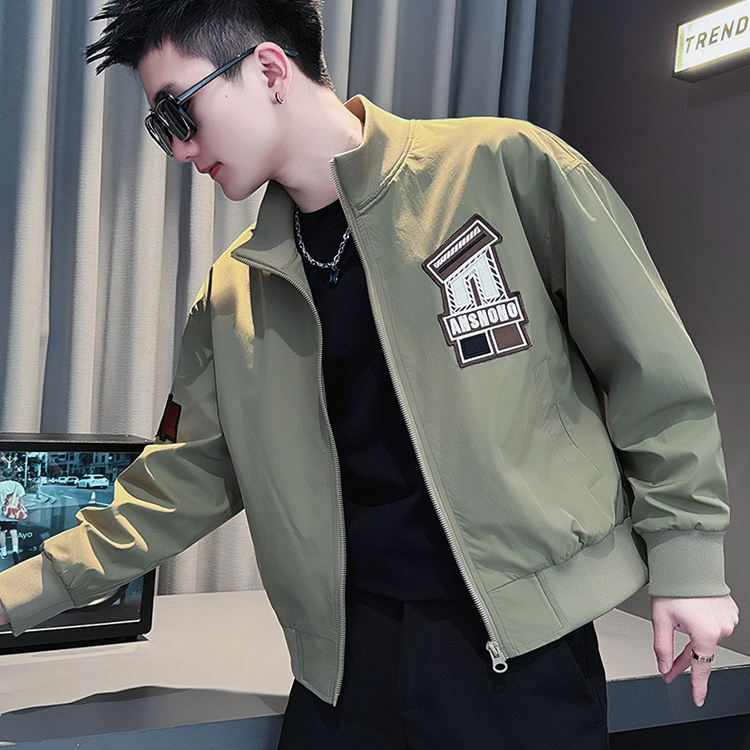 高级感立领夹克男春秋季刺绣上衣