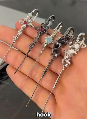 万圣节哥特镶钻合金耳钉