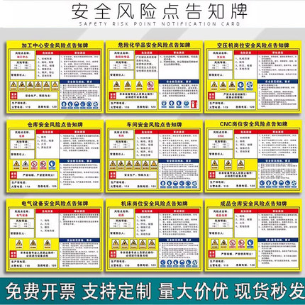 安全风险点告知牌 风险点告知卡 岗位危险源 工厂企业车间场所电力消防机械职业危害全套标识定制有限空间牌