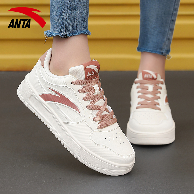 安踏女鞋学生厚底增高小白鞋