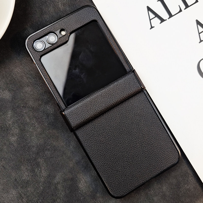 适用于三星ZFlip5手机壳折叠屏皮套zfold5保护套三合一全包防摔高级感galaxy z flip5简约纯色商务皮质外壳