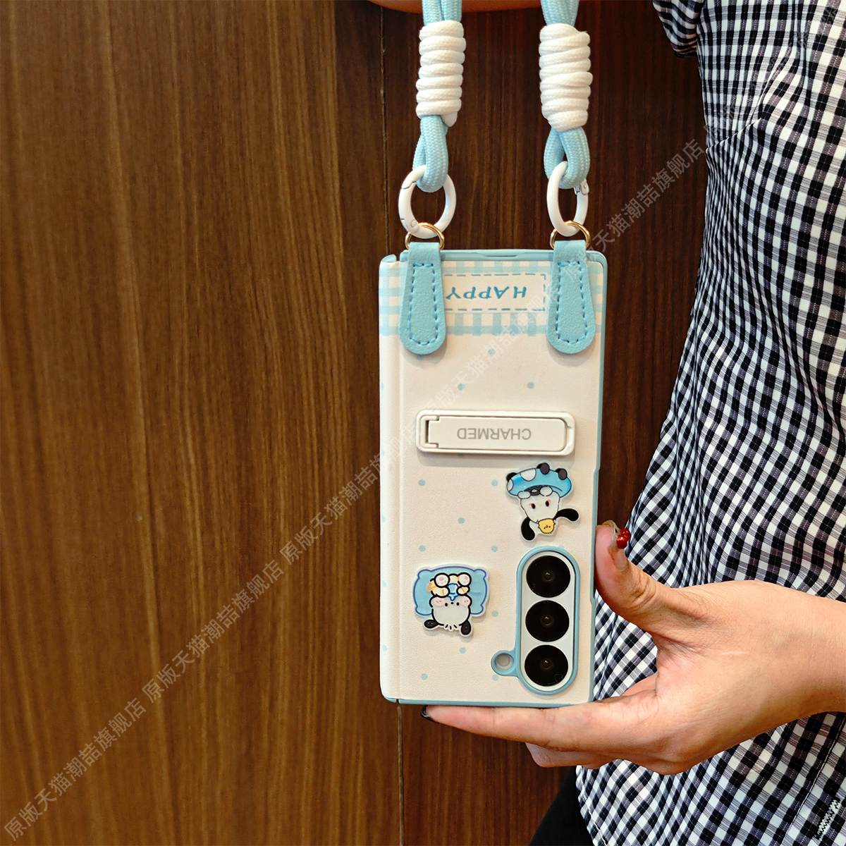 适用三星cp贴皮革卡通手机壳