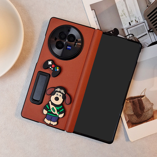 适用vivoxfold3pro手机壳新款防摔xfold3折叠屏皮套支架可爱简约保护套xfold3卡通vivo女XFold翻盖铰链全包壳