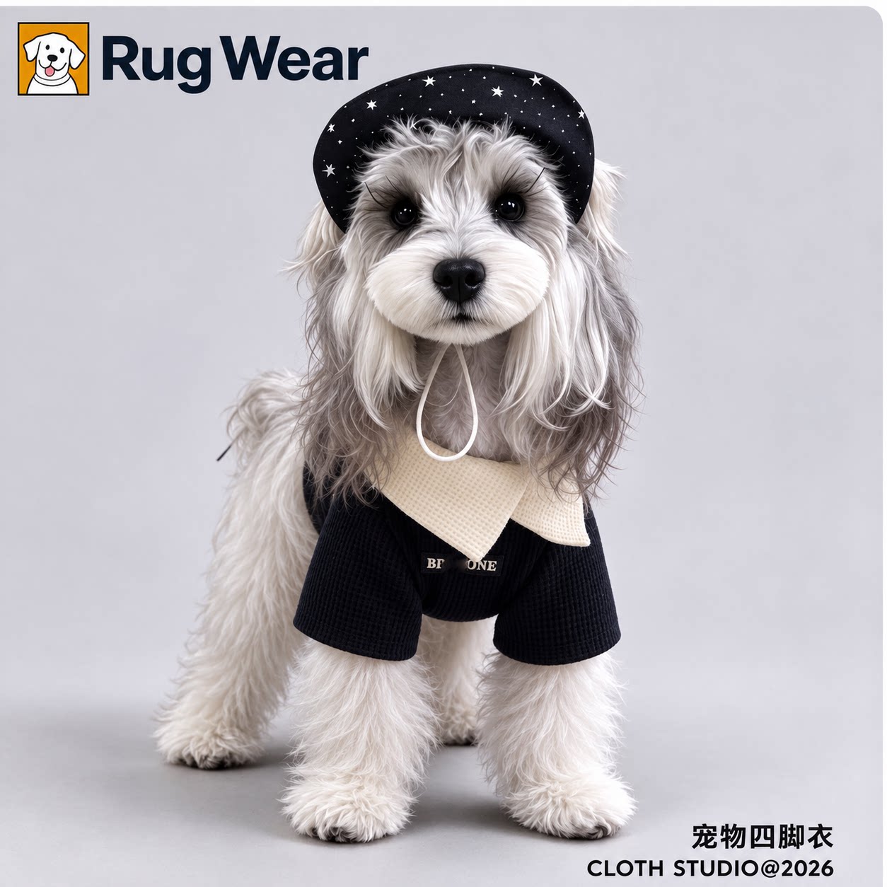 狗狗衣服冬装加厚四脚衣小型犬宠物服装户外防掉毛可爱星星套装