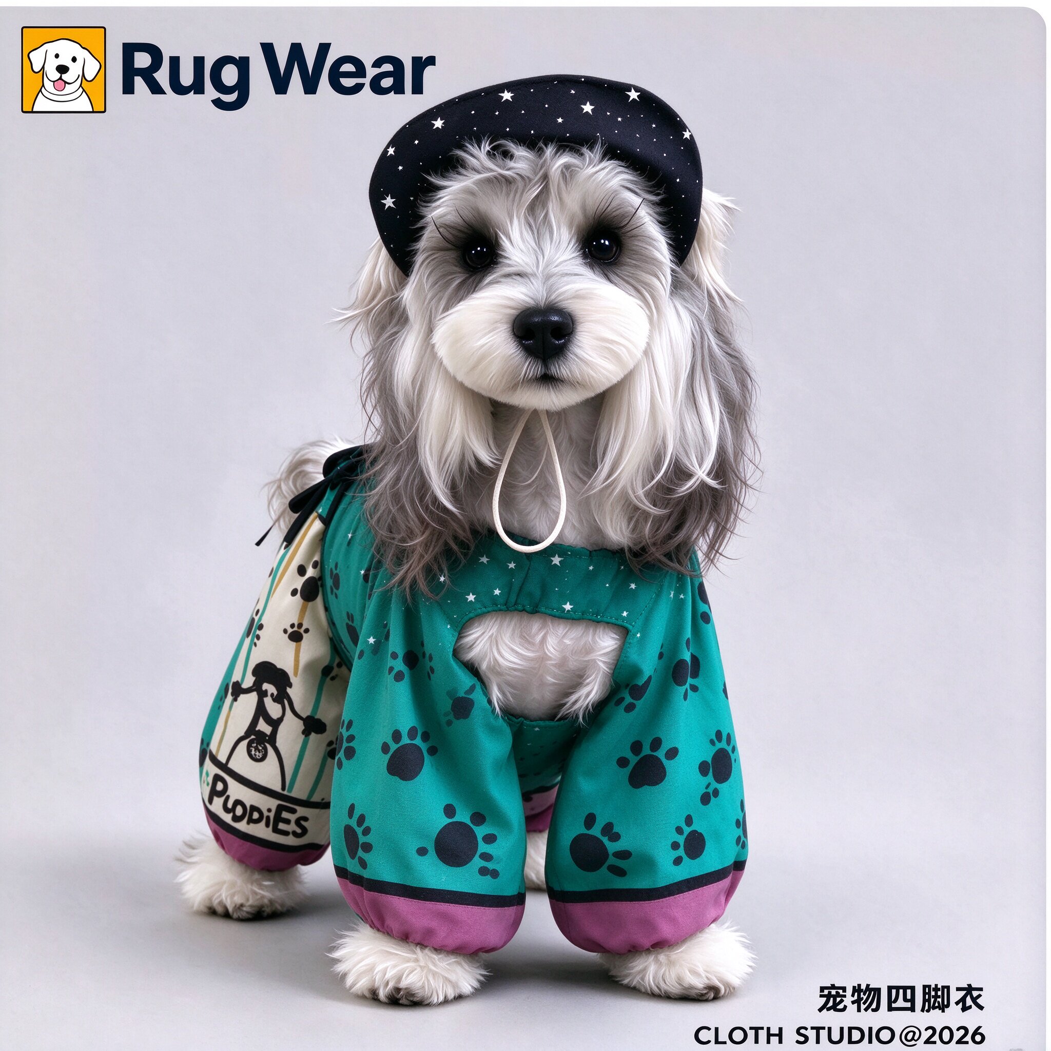 Rug狗狗四脚连帽防水冬季雨衣