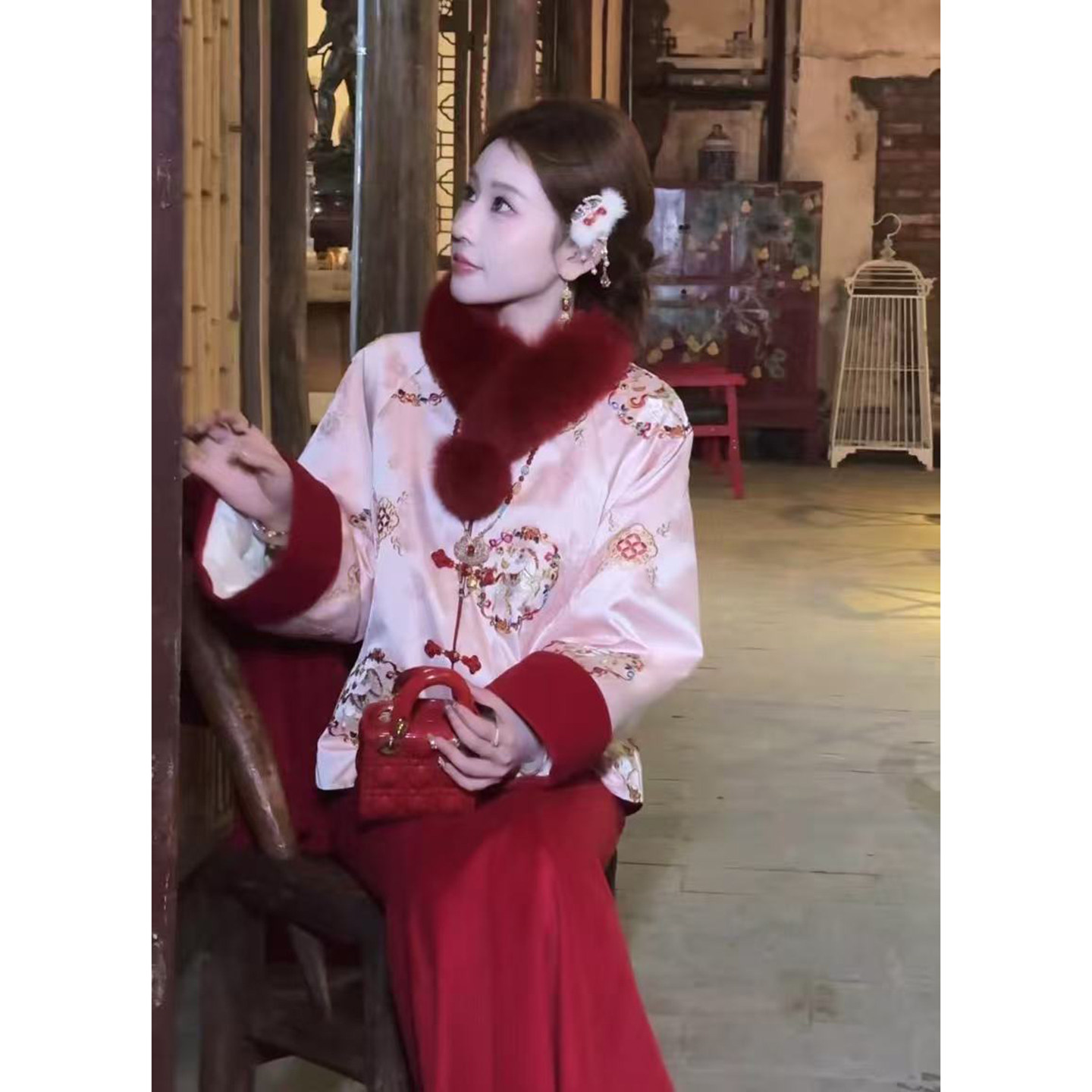 【新年限定】 红色刺绣羽绒外套新中式国风套装鱼尾半身裙女冬装,女装/女士精品,时尚套装,淘宝优惠券,粉丝福利购,淘宝优惠卷