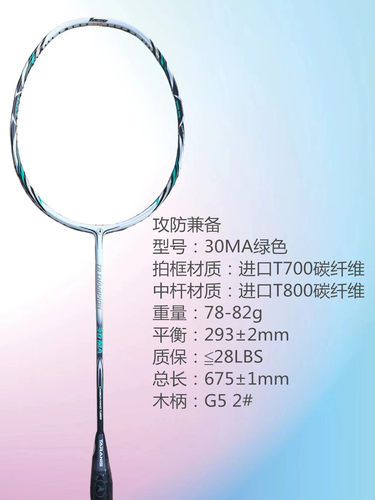TARANIS正品30M超轻全碳素二次成型单拍专业初学入门进阶羽毛球拍