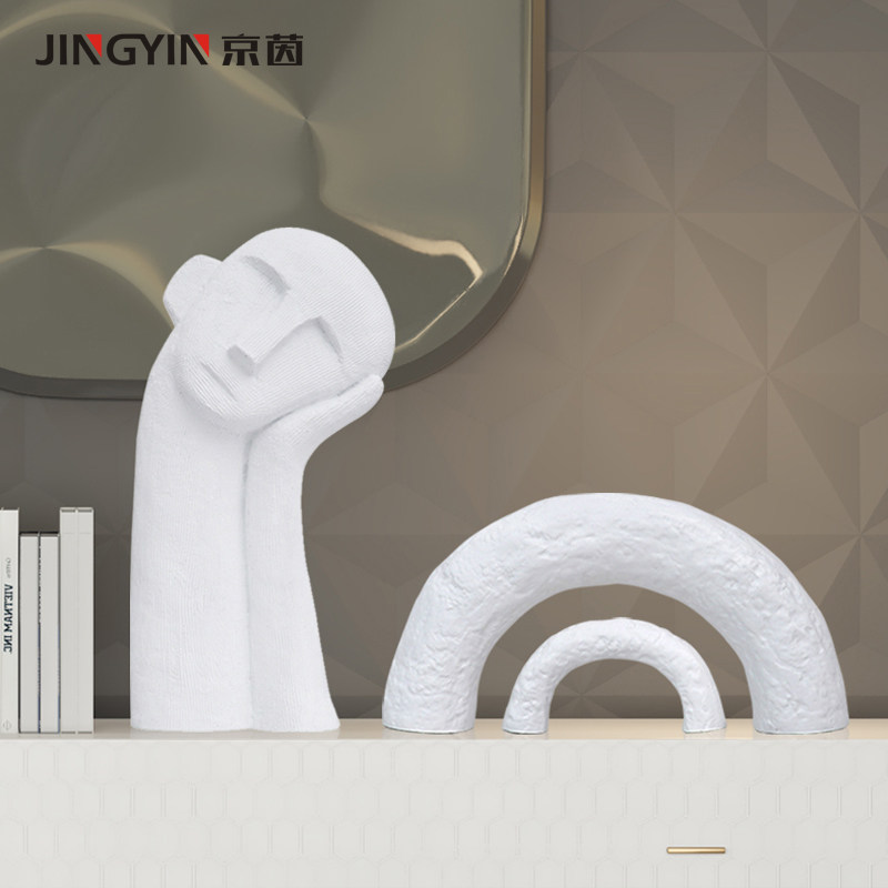 抽象雕塑头像艺术品样板间装饰柜创意小摆件办公室桌面沉思人摆件