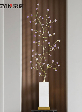 紫水晶发财树客厅入户玄关壁龛招财工艺品公司乔迁新居艺术摆件