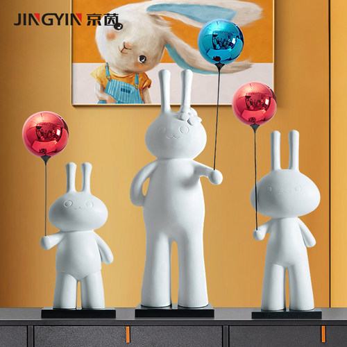 网红卡通气球兔子客厅装置艺术品