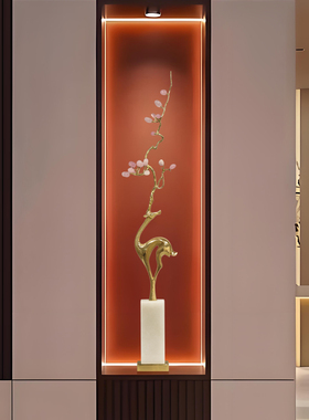 入口垂直高幸运幸运鹿工艺品新中国风房子客厅电视柜装饰酒店壁龛